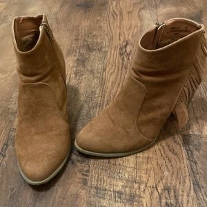 Fringe suede booties